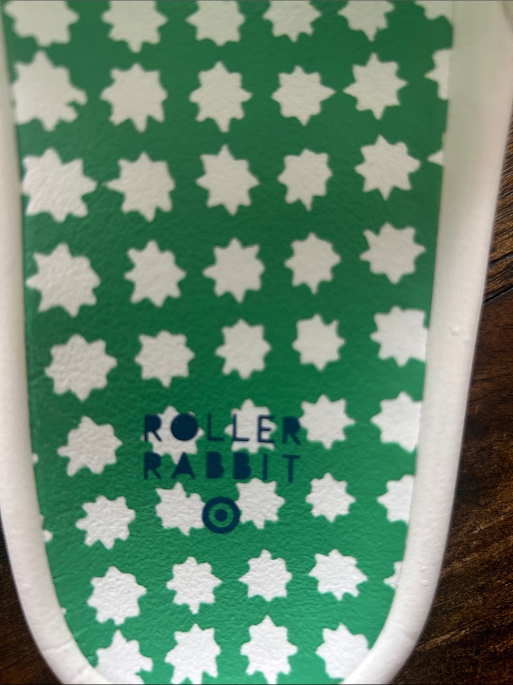 Roller Rabbit Green & White Star Pattern Slide Sandals - Picture 2 of 4